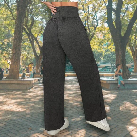 Super Baggy Comfy Ultra Soft Stretchy Jersey Knit Bouncy Flare Wide Leg Pants - Picture 6 of 9